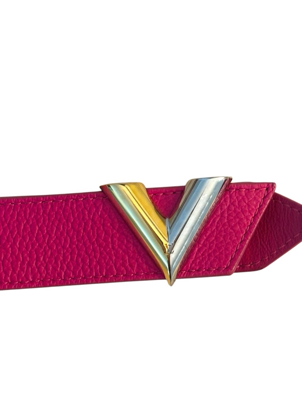 Louis Vuitton Pink Taurillon Essential Silver and Gold V Belt - Size 85/34 - Picture 5 of 7